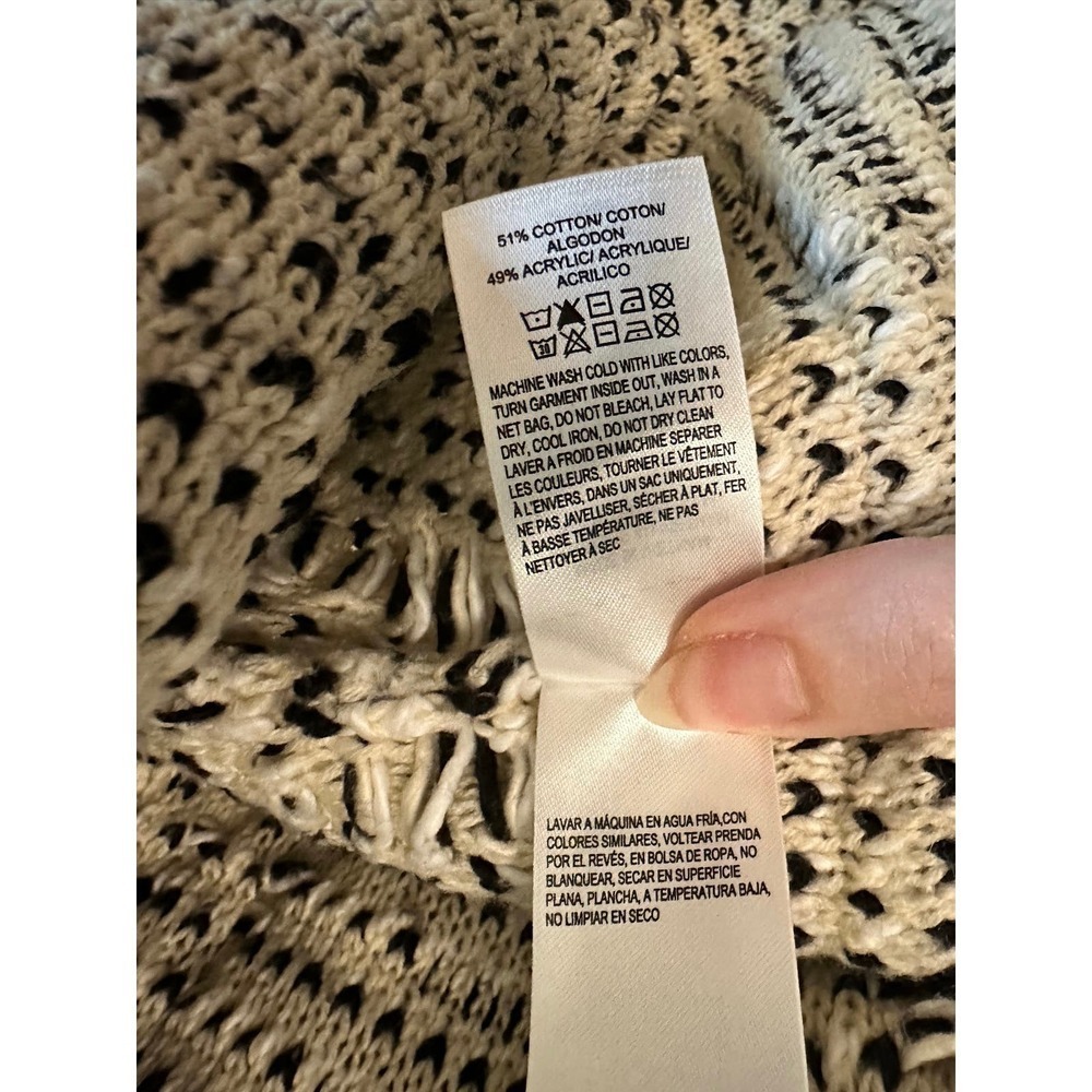 Lucky Brand Geometric Chunky Knit Cardigan in Black/Ivory - Picture 4 of 4